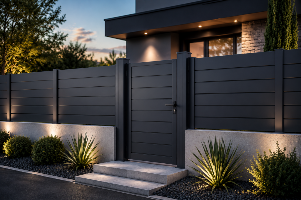 portillon battant aluminium, produit associé aux lames de clotures Alu